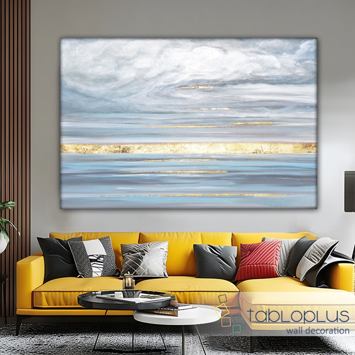 Abstract Gold Skyline Textured Partial Oil Painting